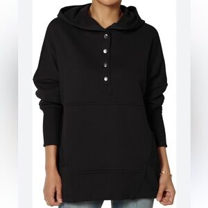 🛍️# 2456 NWOT TheMogan Oversized Pullover Fleece Hooded Sweatshirt Tunic Hoodie